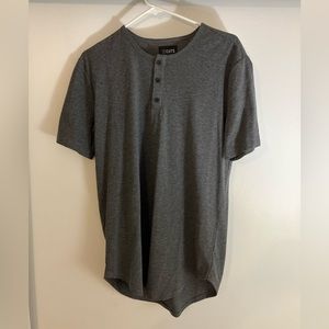 CUTS Elongated Henley S/S Shirt - Dark Grey